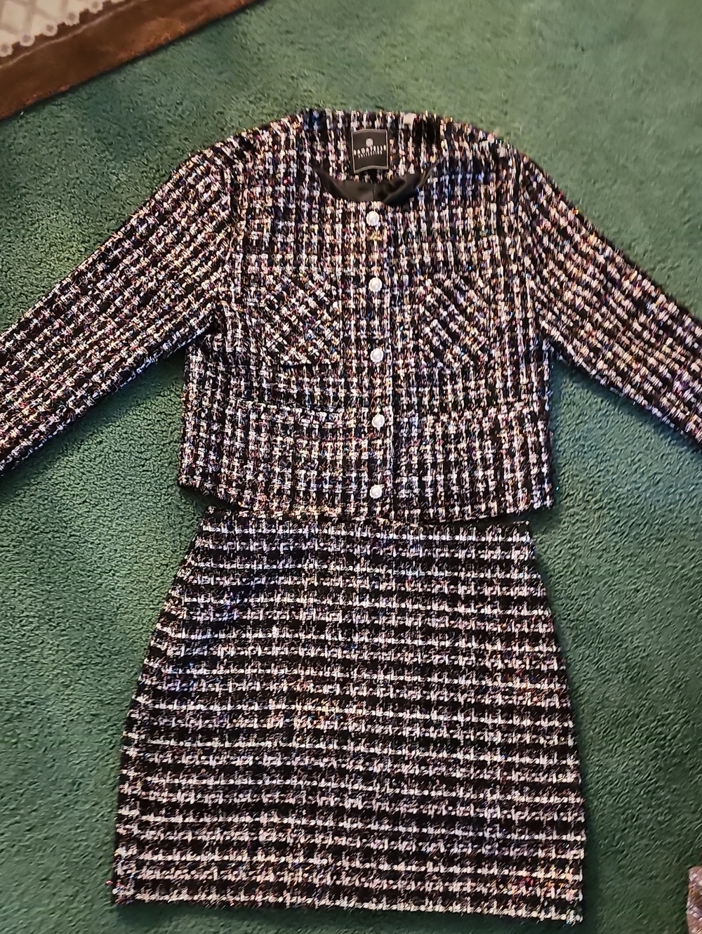 bagatelle Black Tweed Jacket with Matching Skirt